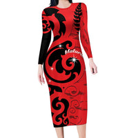 New Zealand Matariki Family Matching Long Sleeve Bodycon Dress and Hawaiian Shirt Maori New Year Koru Pattern
