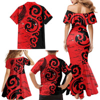 New Zealand Matariki Family Matching Mermaid Dress and Hawaiian Shirt Maori New Year Koru Pattern