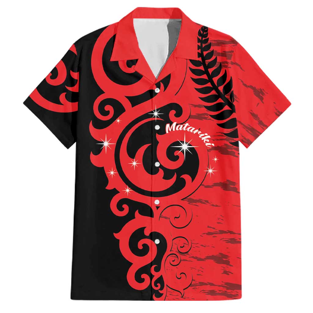 New Zealand Matariki Family Matching Off Shoulder Short Dress and Hawaiian Shirt Maori New Year Koru Pattern