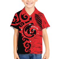 New Zealand Matariki Family Matching Off Shoulder Short Dress and Hawaiian Shirt Maori New Year Koru Pattern