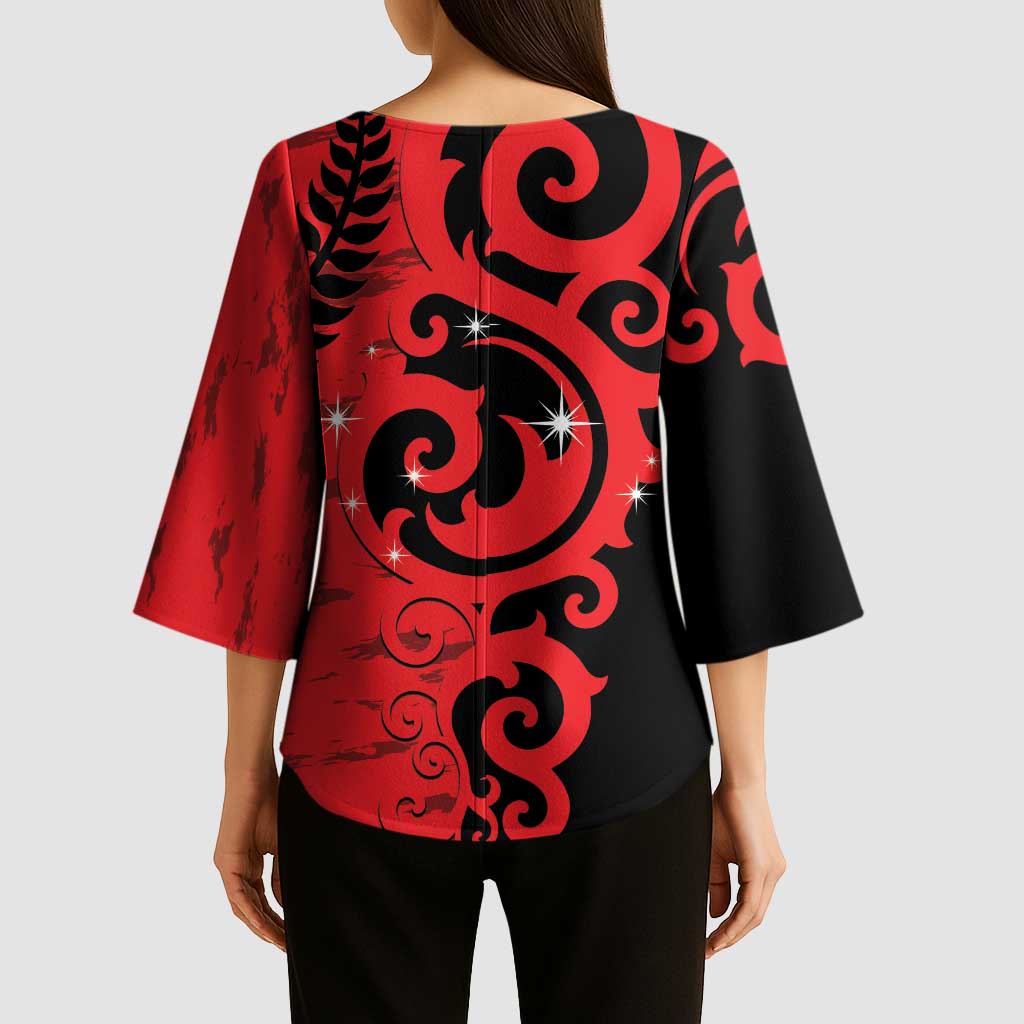 New Zealand Matariki Kimono Sleeve Blouse Maori New Year Koru Pattern LT22 - Polynesian Pride