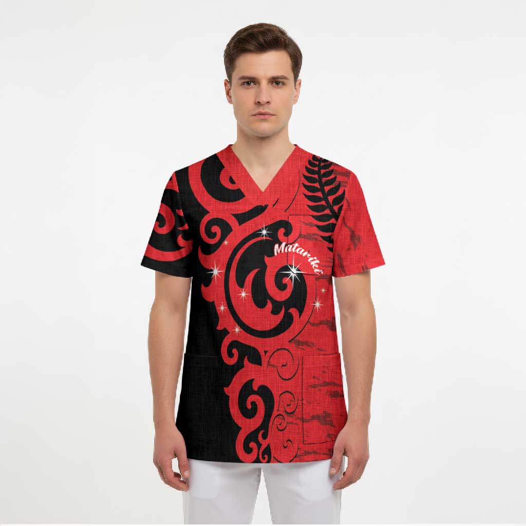 New Zealand Matariki Scrub Top Maori New Year Koru Pattern LT22 - Polynesian Pride
