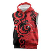 New Zealand Matariki Sleeveless Hoodie Maori New Year Koru Pattern LT22 Red - Polynesian Pride