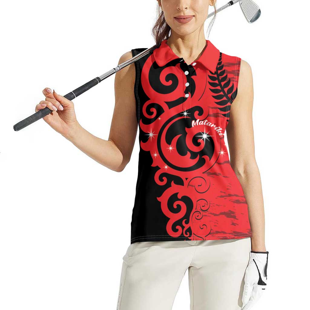 New Zealand Matariki Women Sleeveless Polo Shirt Maori New Year Koru Pattern