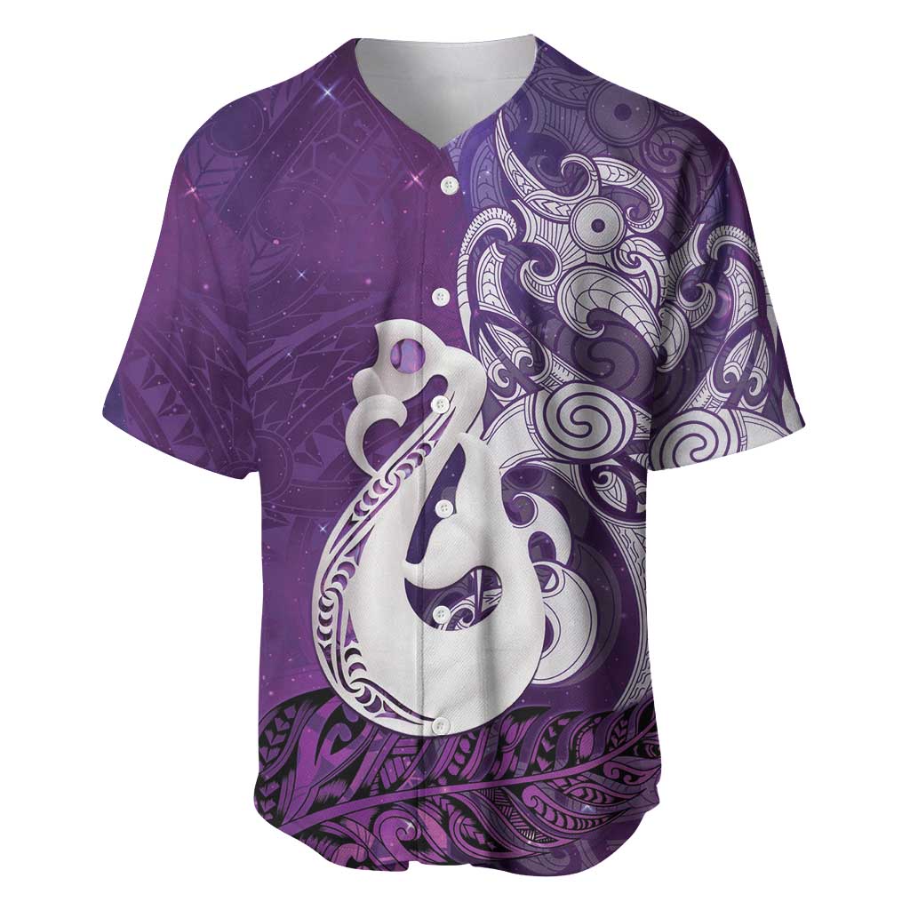 New Zealand Matariki Baseball Jersey Maori Manaia Galaxy Silver Fern Purple Color