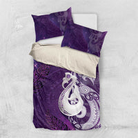 New Zealand Matariki Bedding Set Maori Manaia Galaxy Silver Fern Purple Color