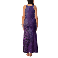 New Zealand Matariki Family Matching Tank Maxi Dress and Hawaiian Shirt Maori Manaia Galaxy Silver Fern Purple Color