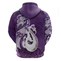 New Zealand Matariki Hoodie Maori Manaia Galaxy Silver Fern Purple Color LT22 - Polynesian Pride