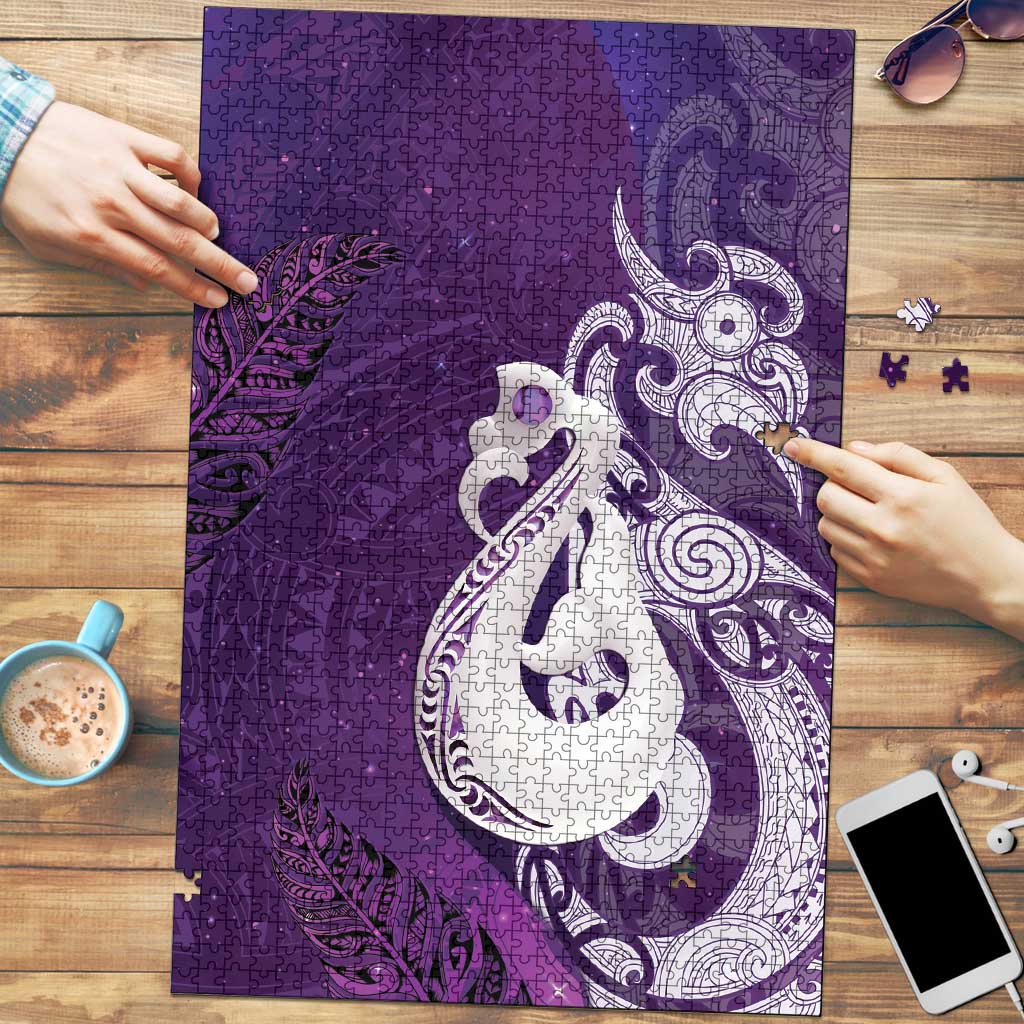 New Zealand Matariki Puzzle Maori Manaia Galaxy Silver Fern Purple Color