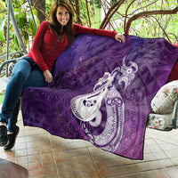 New Zealand Matariki Quilt Maori Manaia Galaxy Silver Fern Purple Color