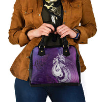 New Zealand Matariki Shoulder Handbag Maori Manaia Galaxy Silver Fern Purple Color
