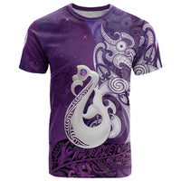 New Zealand Matariki T Shirt Maori Manaia Galaxy Silver Fern Purple Color