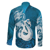 New Zealand Matariki Family Matching Long Sleeve Bodycon Dress and Hawaiian Shirt Maori Manaia Galaxy Silver Fern Blue Color