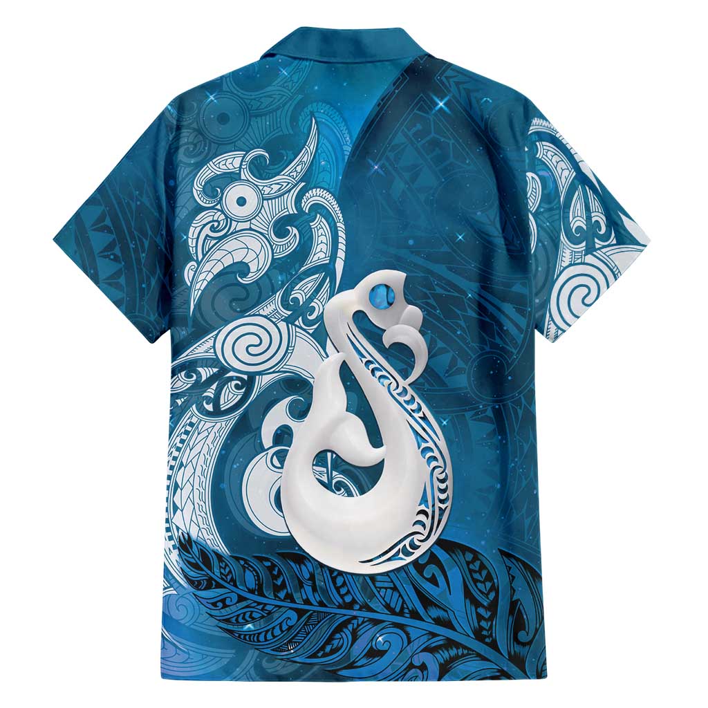 New Zealand Matariki Family Matching Tank Maxi Dress and Hawaiian Shirt Maori Manaia Galaxy Silver Fern Blue Color