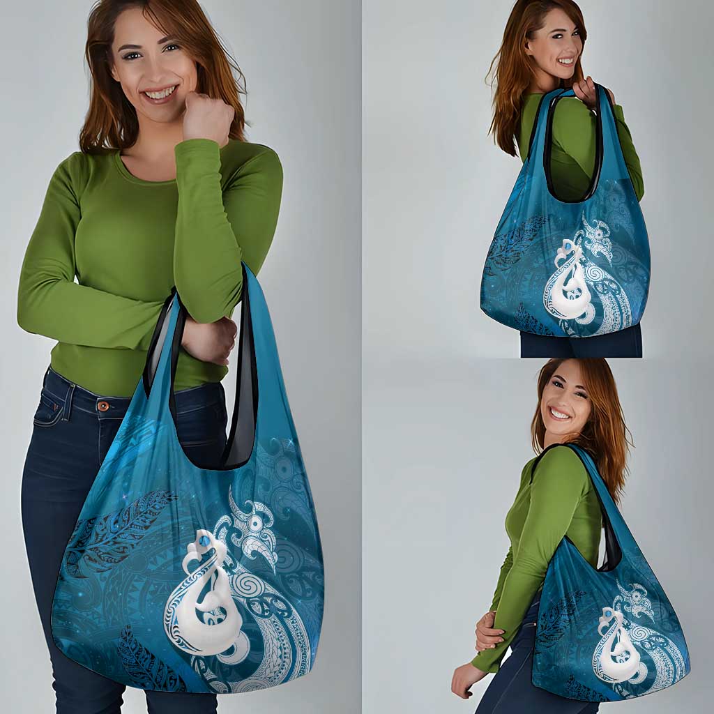 New Zealand Matariki Grocery Bag Maori Manaia Galaxy Silver Fern Blue Color