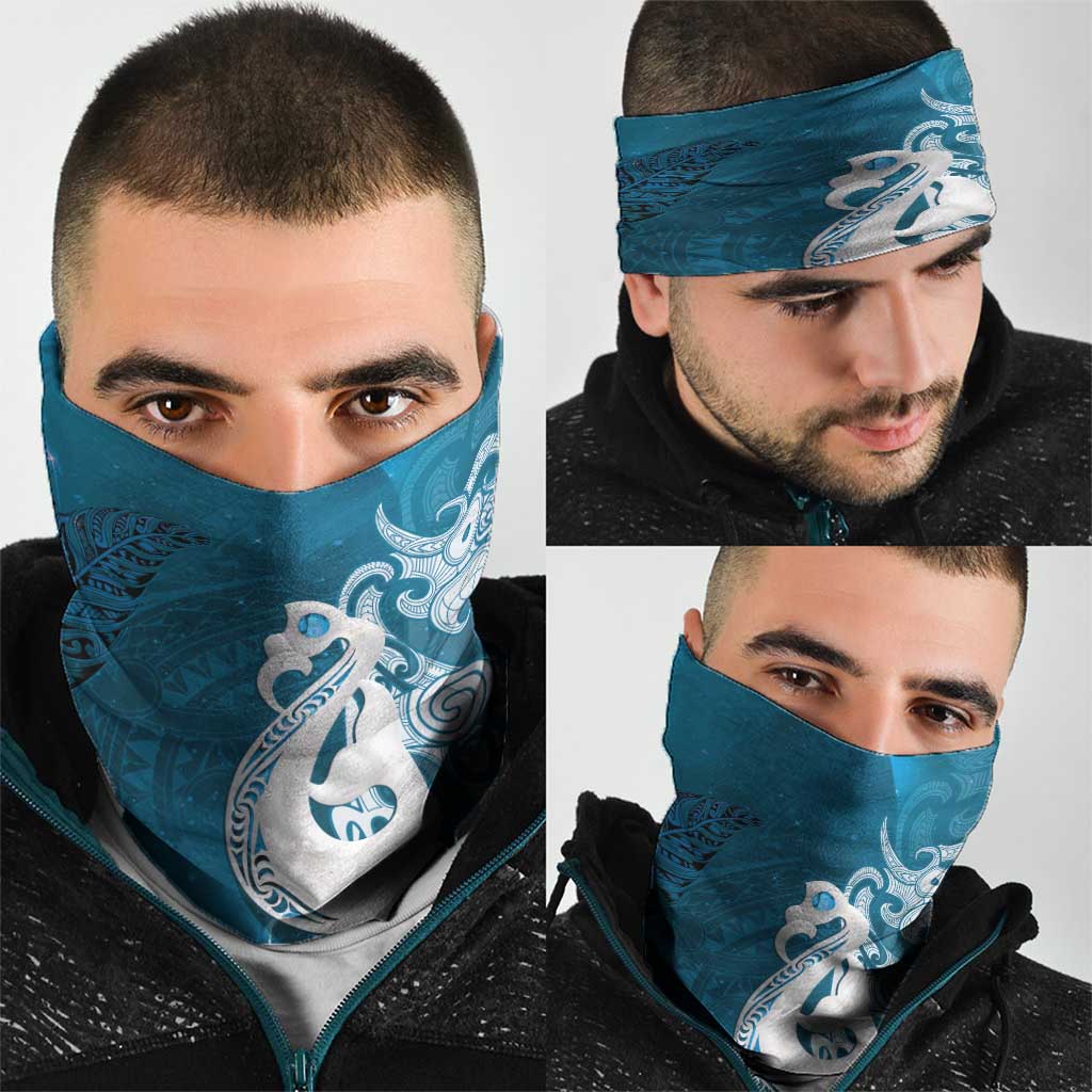 New Zealand Matariki Neck Gaiter Maori Manaia Galaxy Silver Fern Blue Color