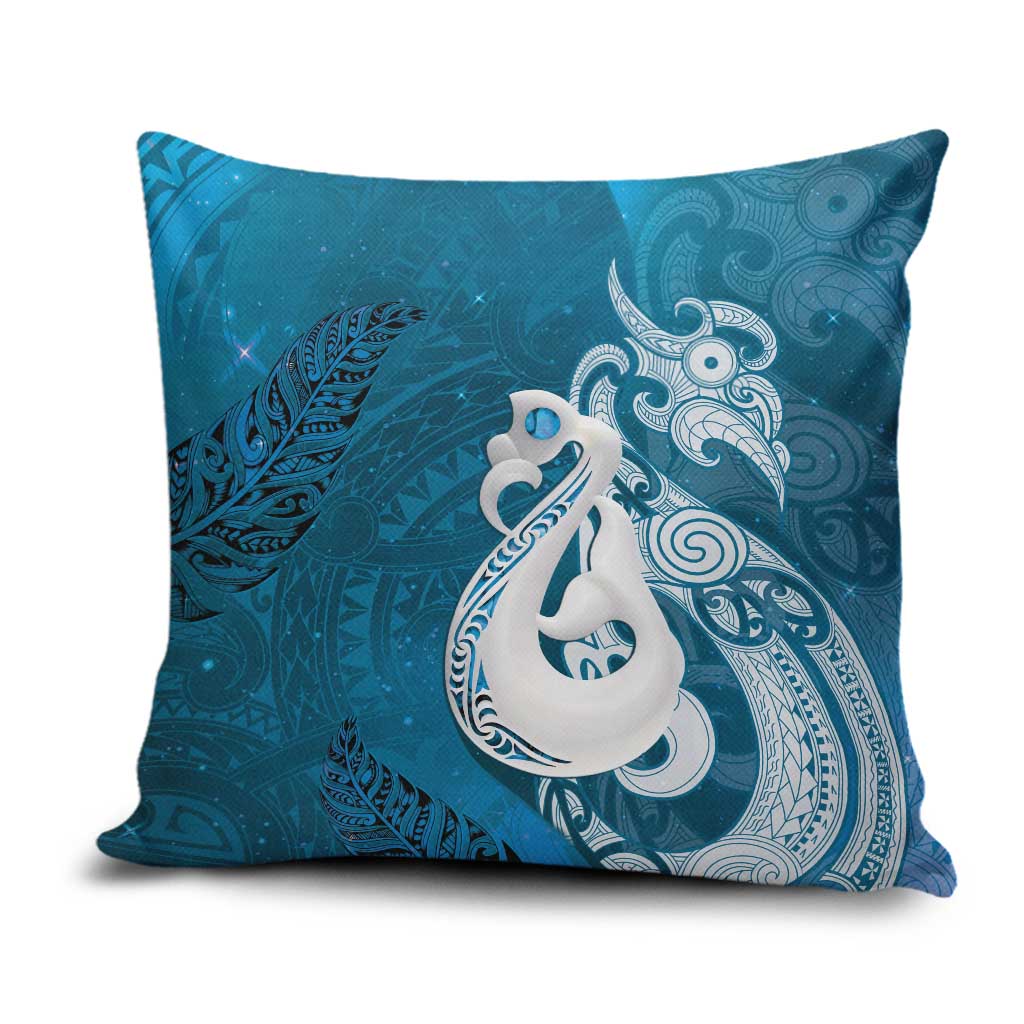 New Zealand Matariki Pillow Cover Maori Manaia Galaxy Silver Fern Blue Color