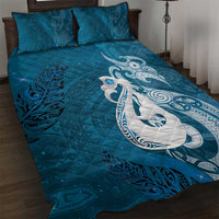 New Zealand Matariki Quilt Bed Set Maori Manaia Galaxy Silver Fern Blue Color