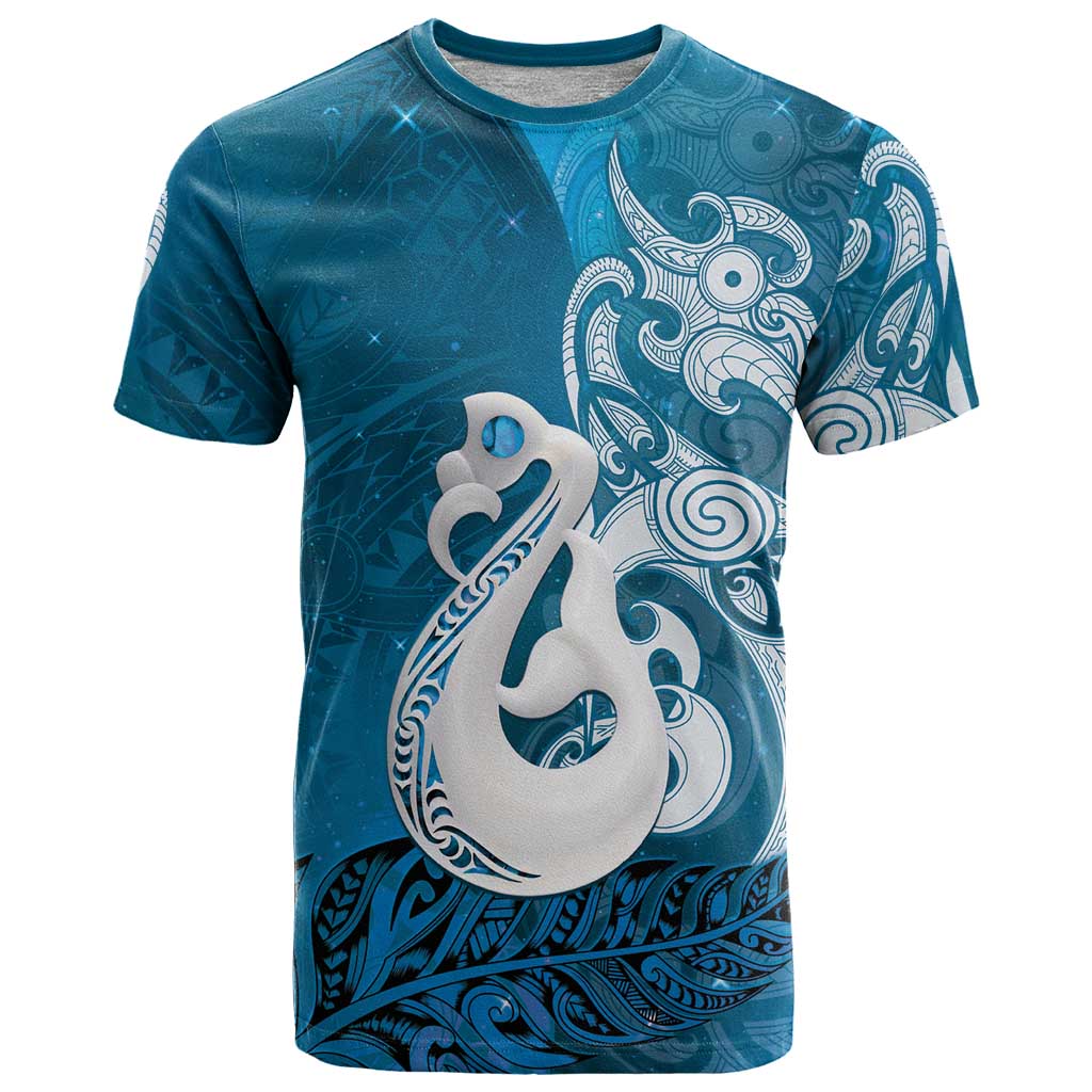 New Zealand Matariki T Shirt Maori Manaia Galaxy Silver Fern Blue Color