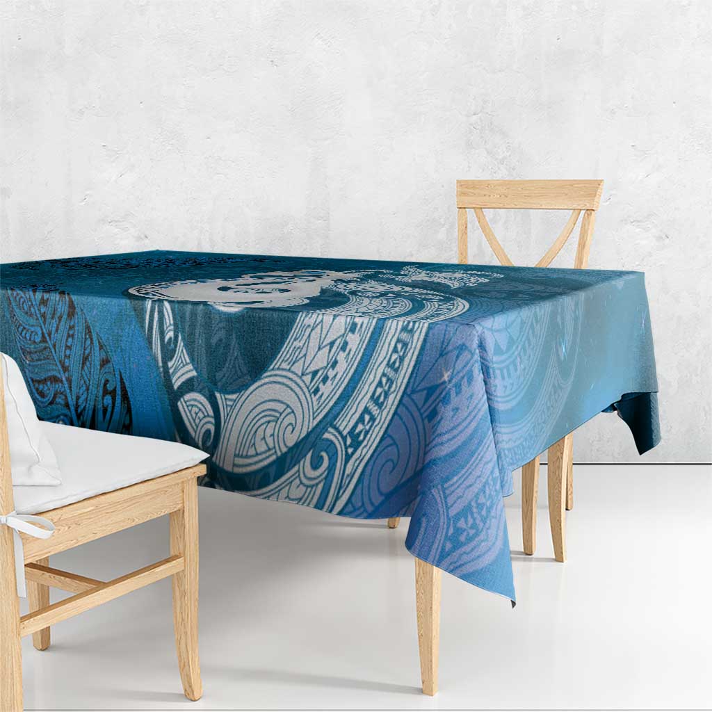 New Zealand Matariki Tablecloth Maori Manaia Galaxy Silver Fern Blue Color LT22 - Polynesian Pride