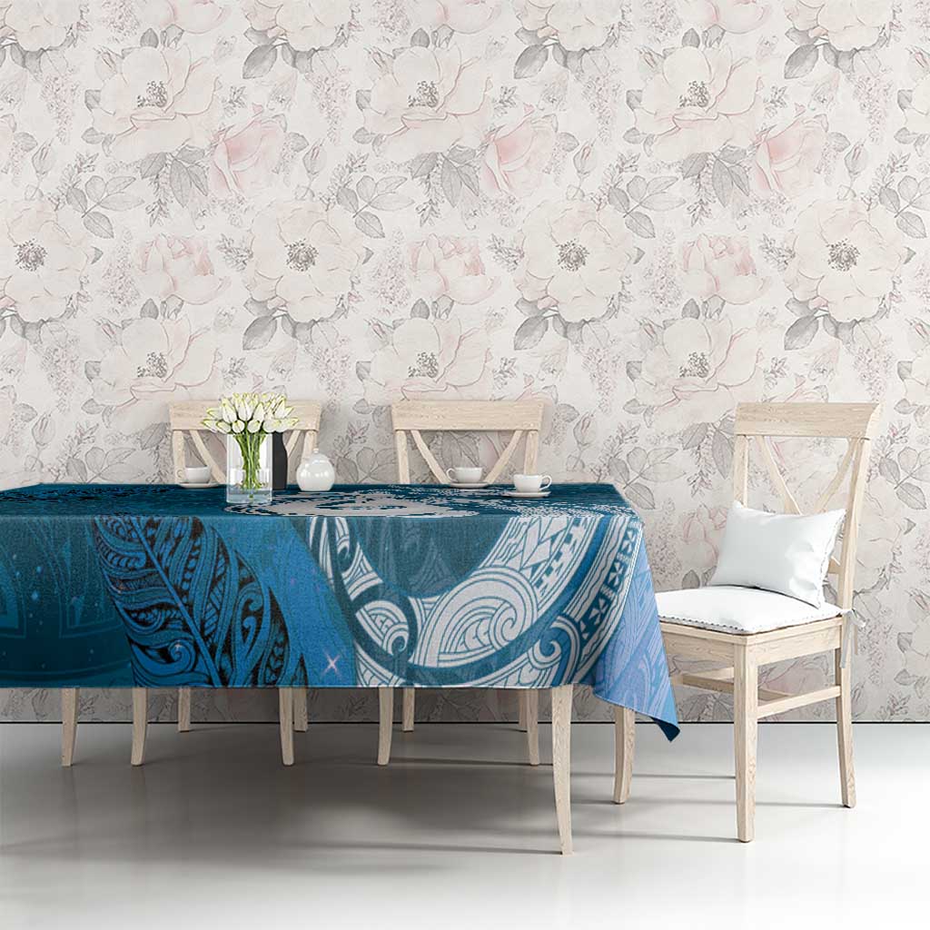 New Zealand Matariki Tablecloth Maori Manaia Galaxy Silver Fern Blue Color LT22 - Polynesian Pride