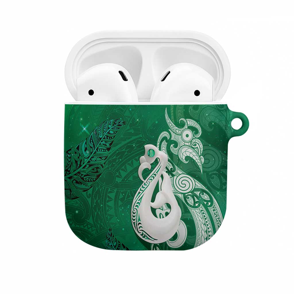 New Zealand Matariki AirPods Case Maori Manaia Galaxy Silver Fern Green Color LT22 Green - Polynesian Pride