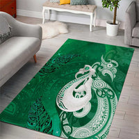 New Zealand Matariki Area Rug Maori Manaia Galaxy Silver Fern Green Color