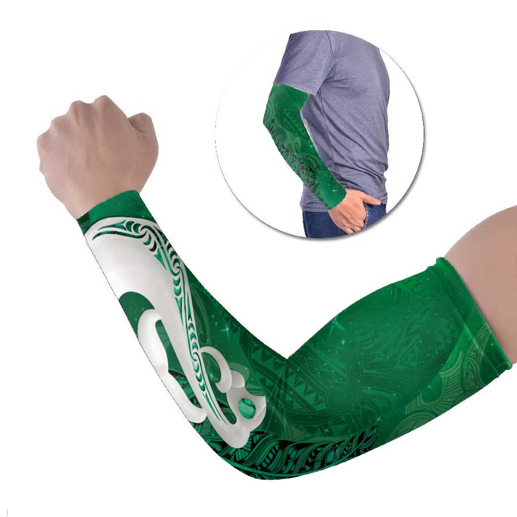 New Zealand Matariki Arm Sleeves Maori Manaia Galaxy Silver Fern Green Color