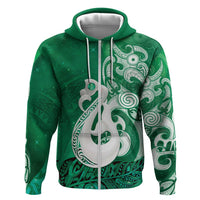 New Zealand Matariki Hoodie Maori Manaia Galaxy Silver Fern Green Color LT22 Zip Hoodie Green - Polynesian Pride