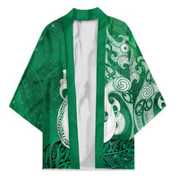 New Zealand Matariki Kimono Maori Manaia Galaxy Silver Fern Green Color