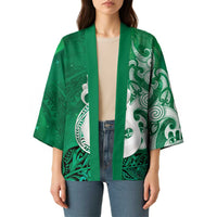 New Zealand Matariki Kimono Maori Manaia Galaxy Silver Fern Green Color
