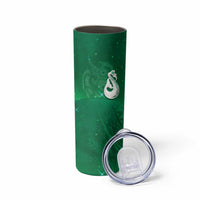 New Zealand Matariki Skinny Tumbler Maori Manaia Galaxy Silver Fern Green Color
