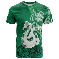 New Zealand Matariki T Shirt Maori Manaia Galaxy Silver Fern Green Color
