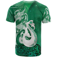 New Zealand Matariki T Shirt Maori Manaia Galaxy Silver Fern Green Color