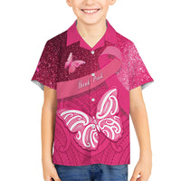 New Zealand Breast Cancer Awareness Family Matching Puletasi and Hawaiian Shirt Pink Ribbon Butterfly Maori Pattern