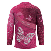 New Zealand Breast Cancer Awareness Hockey Jersey Pink Ribbon Butterfly Maori Pattern