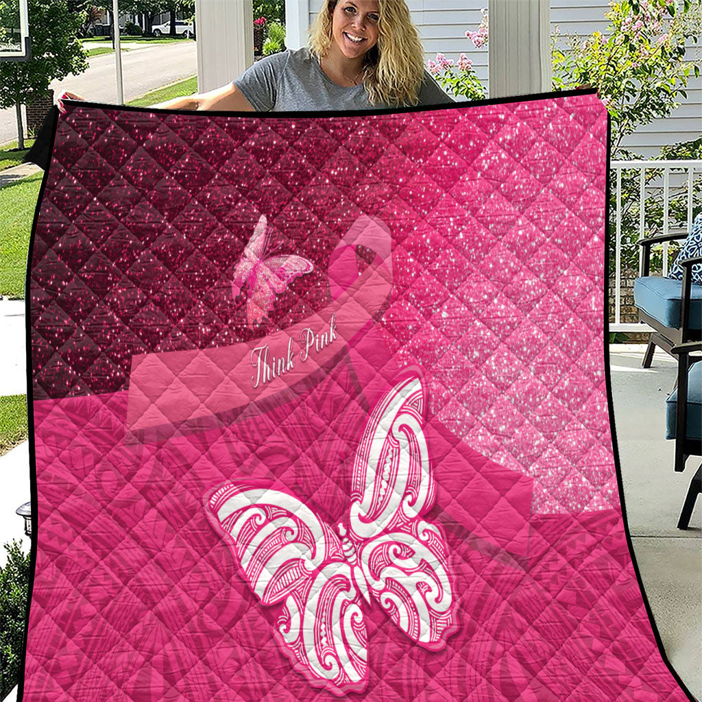 New Zealand Breast Cancer Awareness Quilt Pink Ribbon Butterfly Maori Pattern LT22 Pink - Polynesian Pride