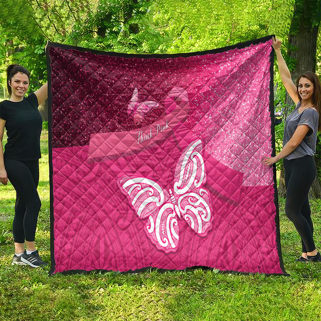 New Zealand Breast Cancer Awareness Quilt Pink Ribbon Butterfly Maori Pattern LT22 - Polynesian Pride