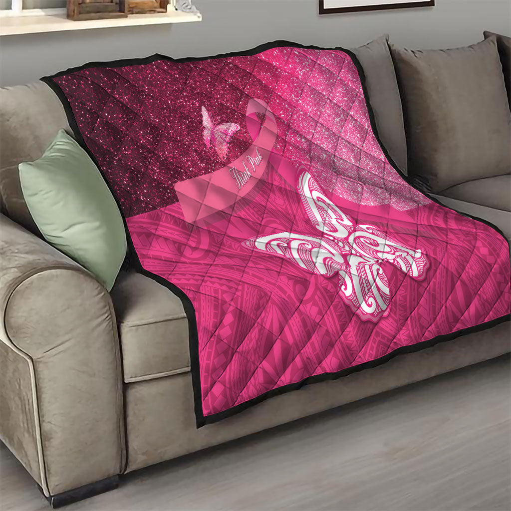 New Zealand Breast Cancer Awareness Quilt Pink Ribbon Butterfly Maori Pattern LT22 - Polynesian Pride