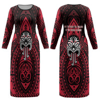 New Zealand Maori Language Week Couples Matching Long Sleeve Bodycon Dress and Long Sleeve Button Shirt Te Wiki O Te Reo Maori Hei Tiki LT22 - Polynesian Pride