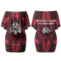 New Zealand Maori Language Week Couples Matching Off Shoulder Short Dress and Long Sleeve Button Shirt Te Wiki O Te Reo Maori Hei Tiki LT22 - Polynesian Pride