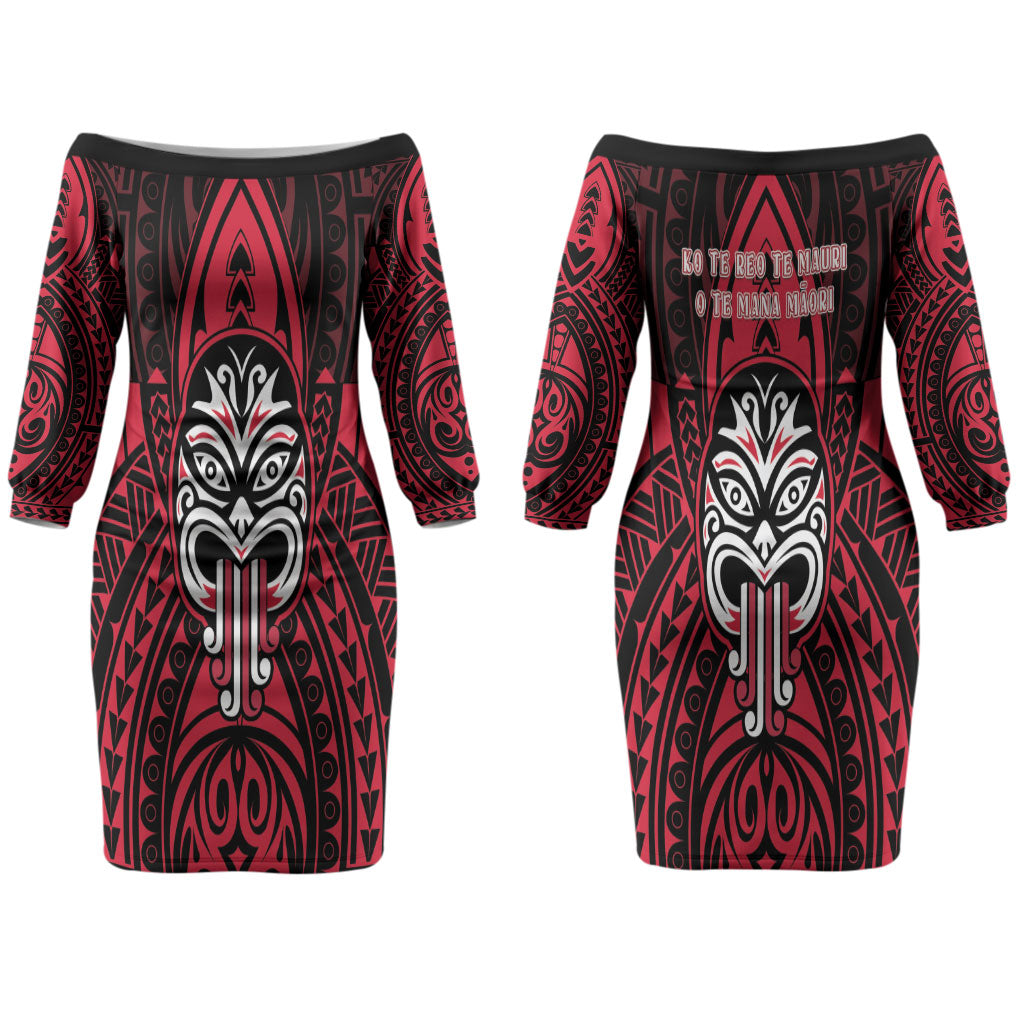 New Zealand Maori Language Week Couples Matching Off The Shoulder Long Sleeve Dress and Long Sleeve Button Shirt Te Wiki O Te Reo Maori Hei Tiki LT22 - Polynesian Pride
