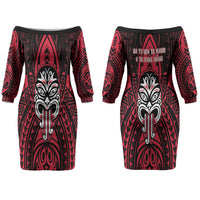 New Zealand Maori Language Week Couples Matching Off The Shoulder Long Sleeve Dress and Long Sleeve Button Shirt Te Wiki O Te Reo Maori Hei Tiki LT22 - Polynesian Pride