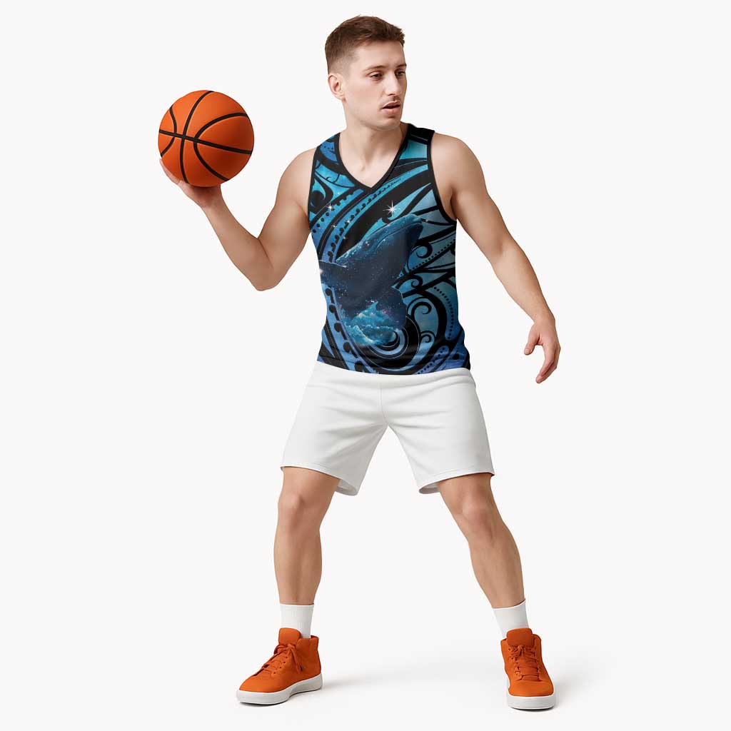 New Zealand Matariki Basketball Jersey Maori Humpback Whale Galaxy LT22 - Polynesian Pride