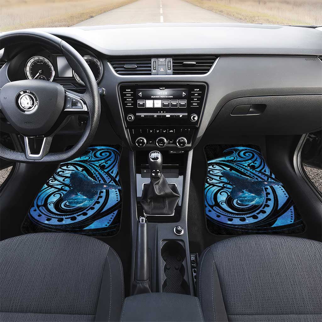 New Zealand Matariki Car Mats Maori Humpback Whale Galaxy LT22 Set 2pcs - Front Blue - Polynesian Pride