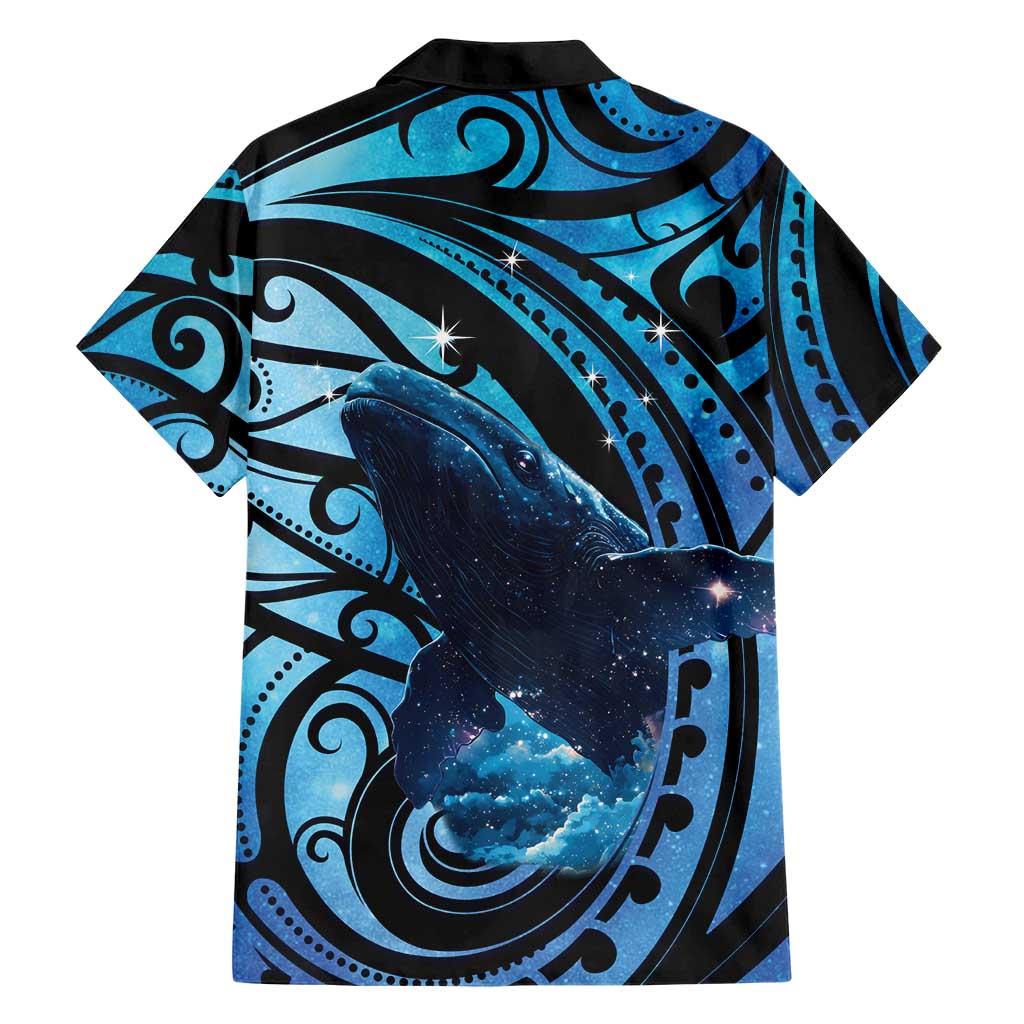New Zealand Matariki Family Matching Off Shoulder Short Dress and Hawaiian Shirt Maori Humpback Whale Galaxy