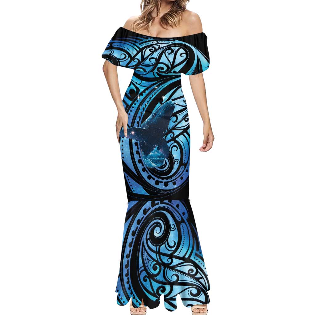 New Zealand Matariki Mermaid Dress Maori Humpback Whale Galaxy LT22 - Polynesian Pride