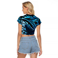 New Zealand Matariki Raglan Cropped T Shirt Maori Humpback Whale Galaxy
