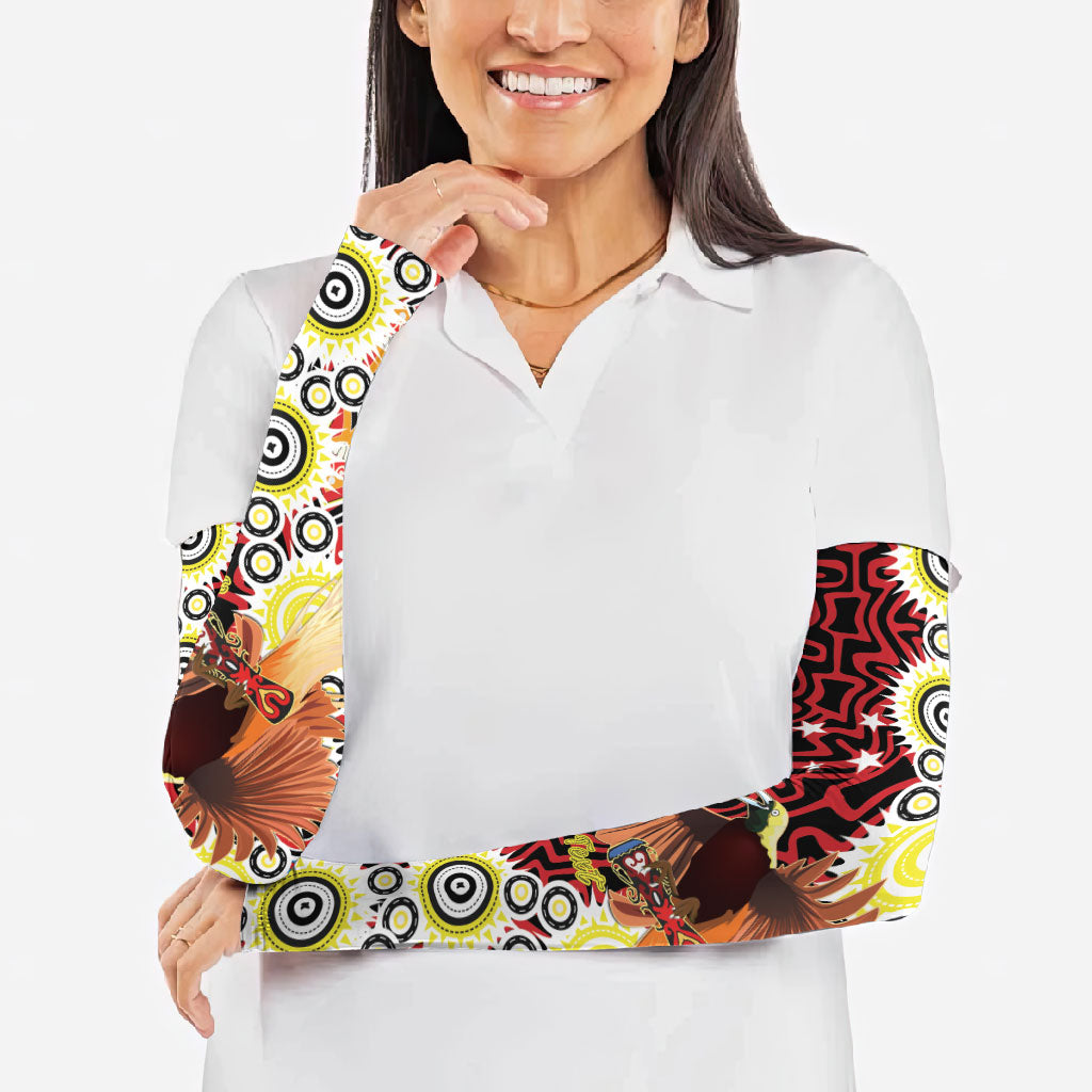 Personalised Papua New Guinea Pidgin Language Week Arm Sleeves Halo Olgeta Tok Pisin Wik Bird Of Paradise Oro Batik LT22 - Polynesian Pride