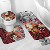 Papua New Guinea Pidgin Language Week Bathroom Set Halo Olgeta Tok Pisin Wik Bird Of Paradise Oro Batik LT22 Mat Set Only (3 pcs) One Size Red - Polynesian Pride